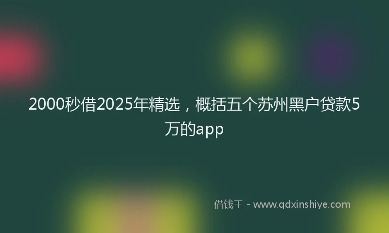 2000秒借2025年精选，概括五个苏州黑户贷款5万的app