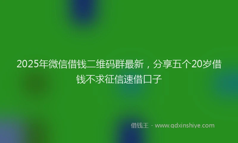2025年微信借钱二维码群最新，分享五个20岁借钱不求征信速借口子
