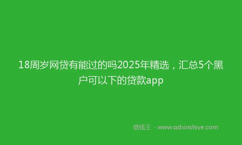 18周岁网贷有能过的吗2025年精选，汇总5个黑户可以下的贷款app