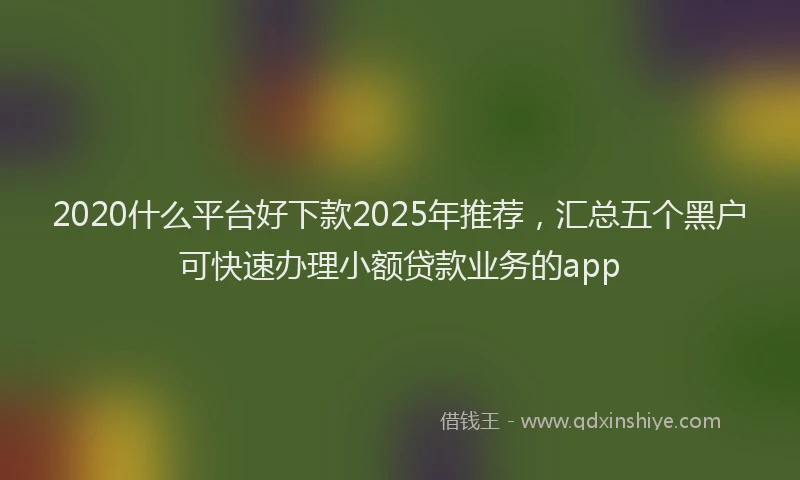 2020什么平台好下款2025年推荐，汇总五个黑户可快速办理小额贷款业务的app