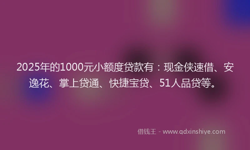 2025年的1000元小额度贷款有：现金侠速借、安逸花、掌上贷通、快捷宝贷、51人品贷等。