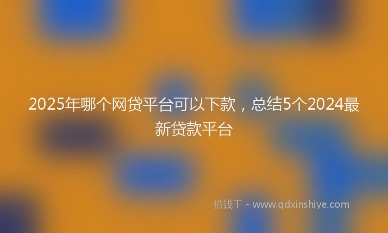 2025年哪个网贷平台可以下款，总结5个2024最新贷款平台