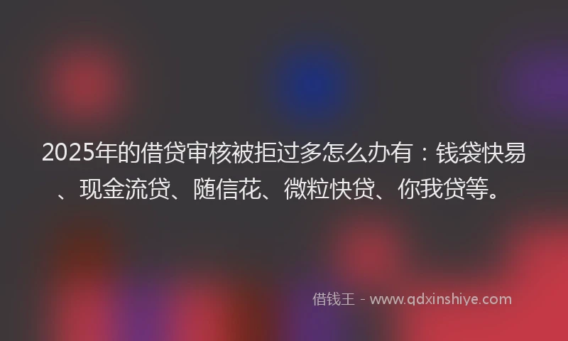 2025年的借贷审核被拒过多怎么办有：钱袋快易、现金流贷、随信花、微粒快贷、你我贷等。