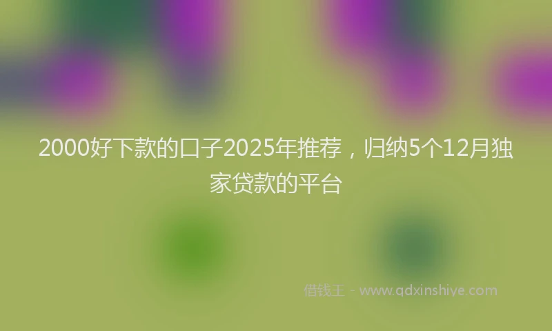 2000好下款的口子2025年推荐，归纳5个12月独家贷款的平台