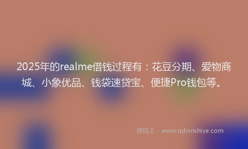 2025年的realme借钱过程有：花豆分期、爱物商城、小象优品、钱袋速贷宝、便捷Pro钱包等。