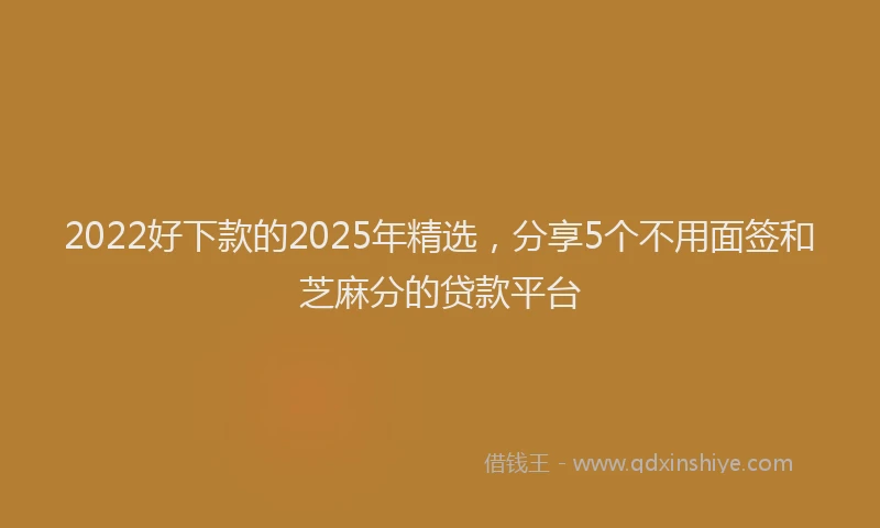2022好下款的2025年精选，分享5个不用面签和芝麻分的贷款平台