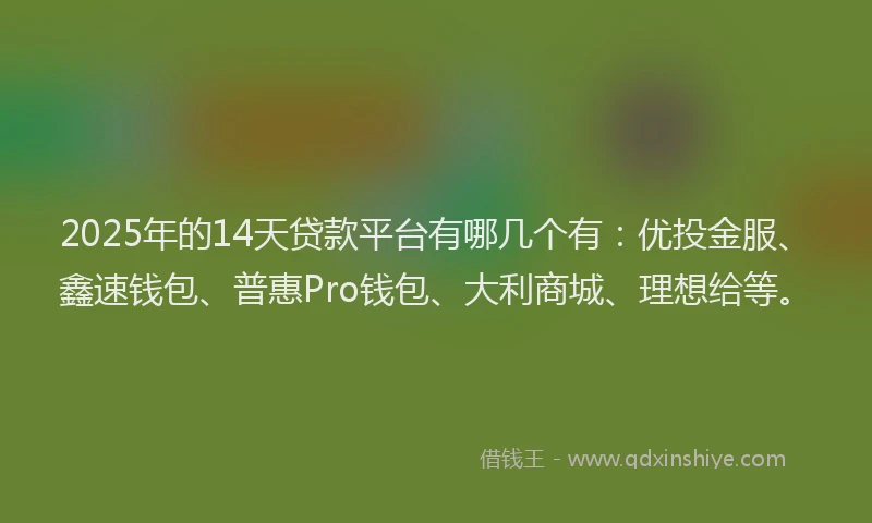 2025年的14天贷款平台有哪几个有：优投金服、鑫速钱包、普惠Pro钱包、大利商城、理想给等。