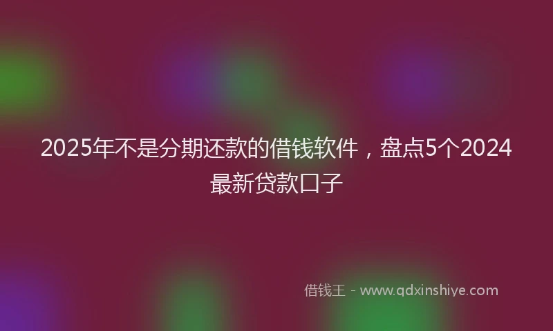 2025年不是分期还款的借钱软件，盘点5个2024最新贷款口子