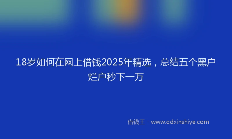 18岁如何在网上借钱2025年精选，总结五个黑户烂户秒下一万