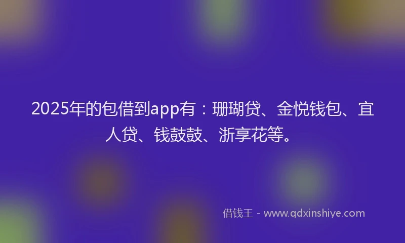 2025年的包借到app有：珊瑚贷、金悦钱包、宜人贷、钱鼓鼓、浙享花等。