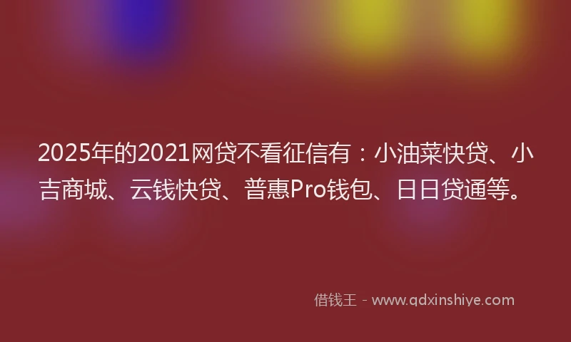 2025年的2021网贷不看征信有：小油菜快贷、小吉商城、云钱快贷、普惠Pro钱包、日日贷通等。