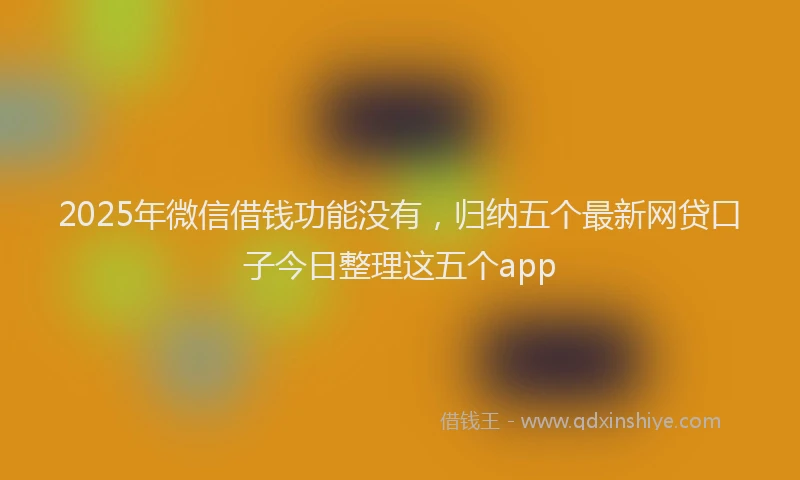 2025年微信借钱功能没有，归纳五个最新网贷口子今日整理这五个app