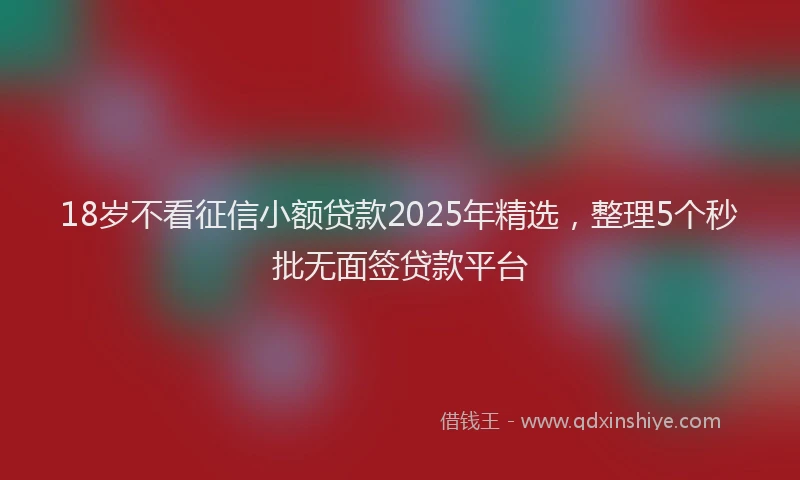 18岁不看征信小额贷款2025年精选，整理5个秒批无面签贷款平台