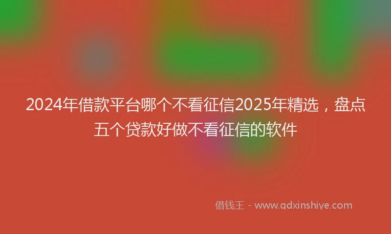 2024年借款平台哪个不看征信2025年精选，盘点五个贷款好做不看征信的软件