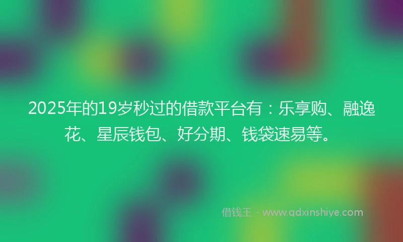 2025年的19岁秒过的借款平台有：乐享购、融逸花、星辰钱包、好分期、钱袋速易等。