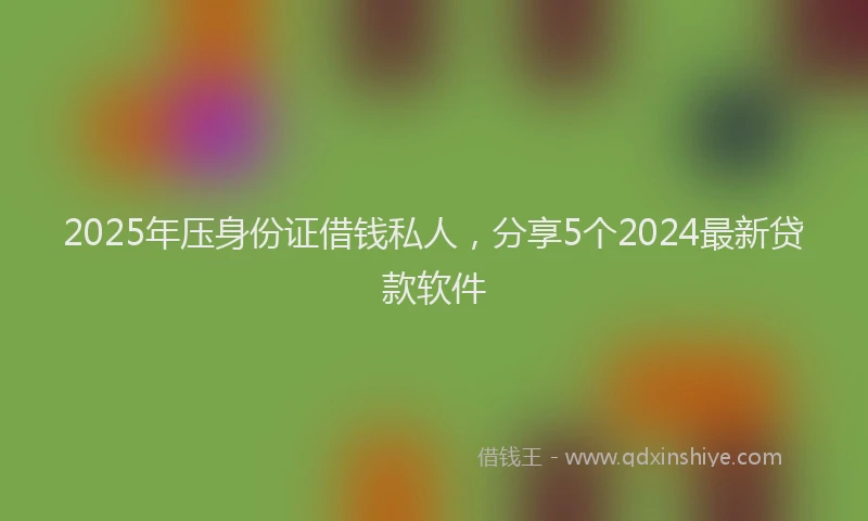 2025年压身份证借钱私人，分享5个2024最新贷款软件
