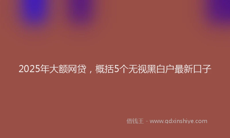 2025年大额网贷，概括5个无视黑白户最新口子