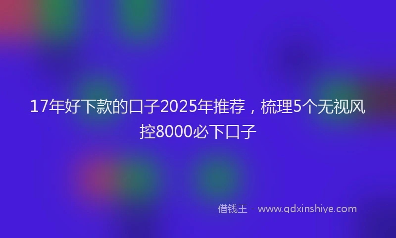 17年好下款的口子2025年推荐，梳理5个无视风控8000必下口子