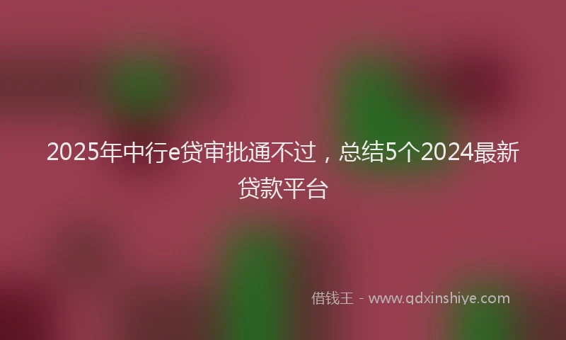 2025年中行e贷审批通不过，总结5个2024最新贷款平台
