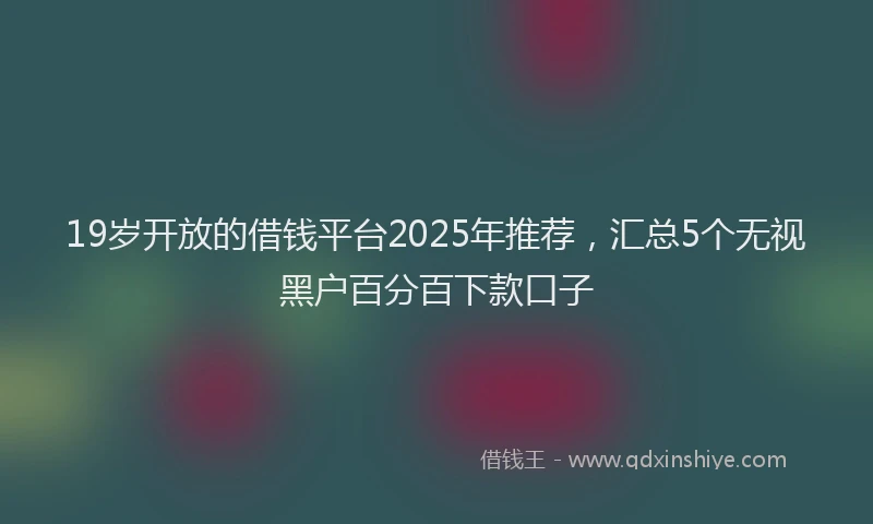 19岁开放的借钱平台2025年推荐，汇总5个无视黑户百分百下款口子