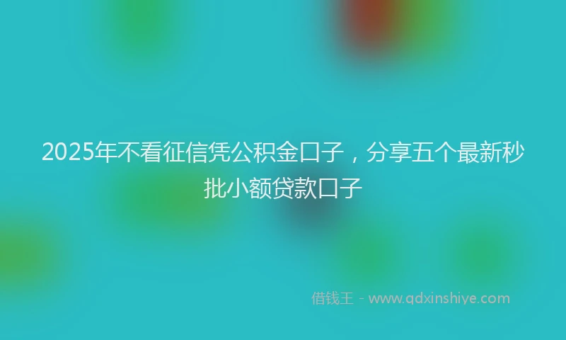 2025年不看征信凭公积金口子，分享五个最新秒批小额贷款口子