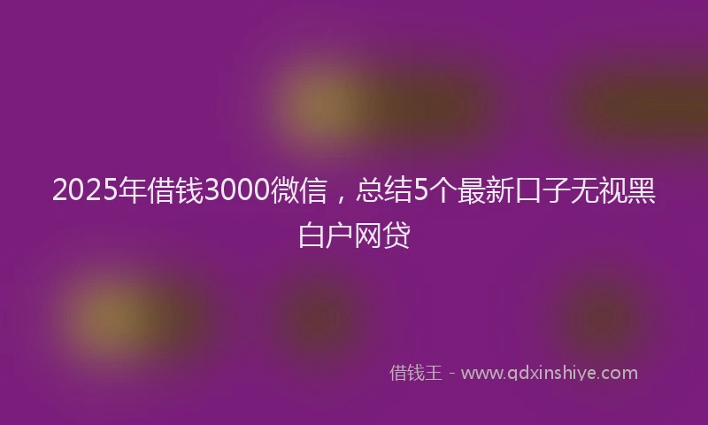 2025年借钱3000微信，总结5个最新口子无视黑白户网贷