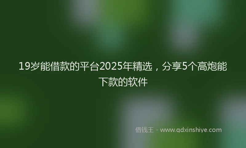 19岁能借款的平台2025年精选，分享5个高炮能下款的软件