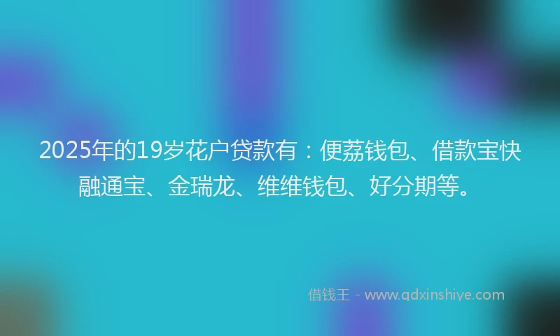 2025年的19岁花户贷款有：便荔钱包、借款宝快融通宝、金瑞龙、维维钱包、好分期等。