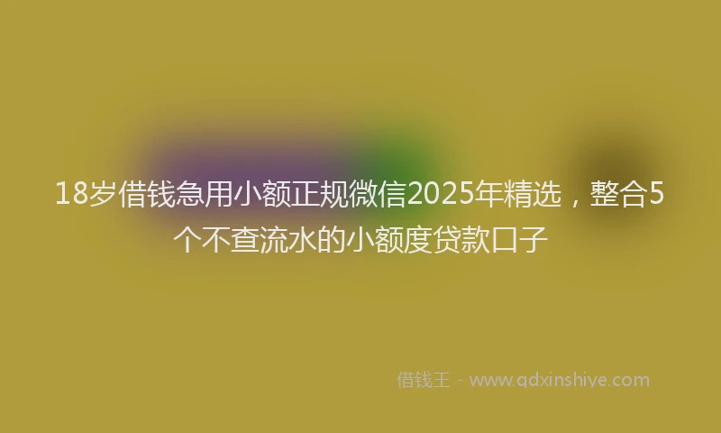 18岁借钱急用小额正规微信2025年精选，整合5个不查流水的小额度贷款口子