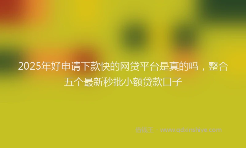 2025年好申请下款快的网贷平台是真的吗，整合五个最新秒批小额贷款口子