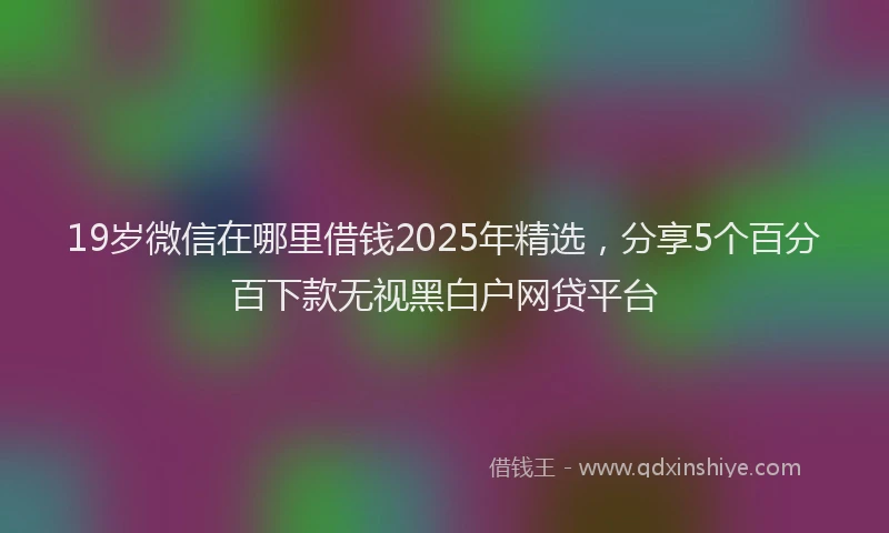 19岁微信在哪里借钱2025年精选，分享5个百分百下款无视黑白户网贷平台