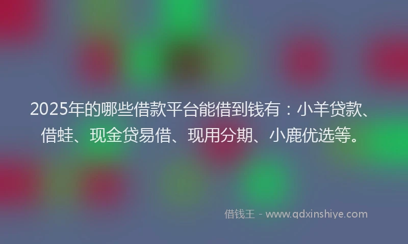 2025年的哪些借款平台能借到钱有：小羊贷款、借蛙、现金贷易借、现用分期、小鹿优选等。