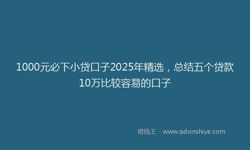 1000元必下小贷口子2025年精选，总结五个贷款10万比较容易的口子