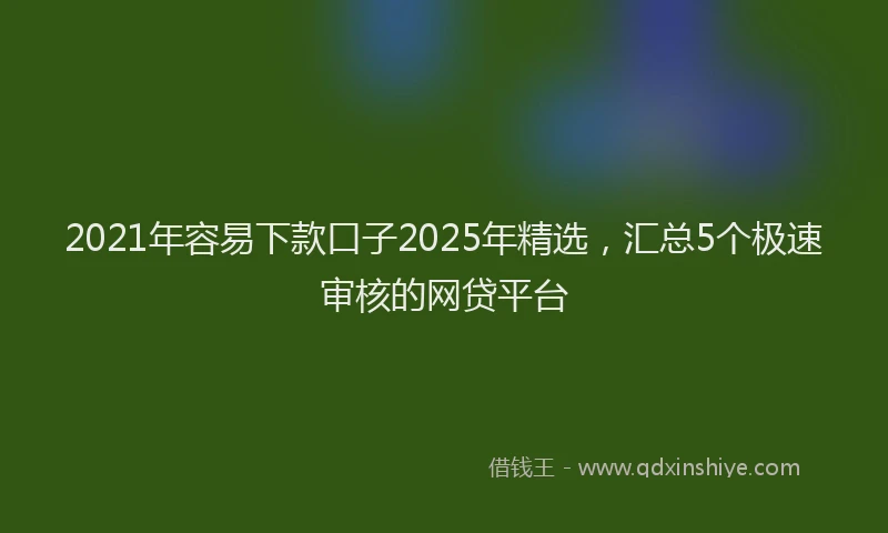 2021年容易下款口子2025年精选，汇总5个极速审核的网贷平台