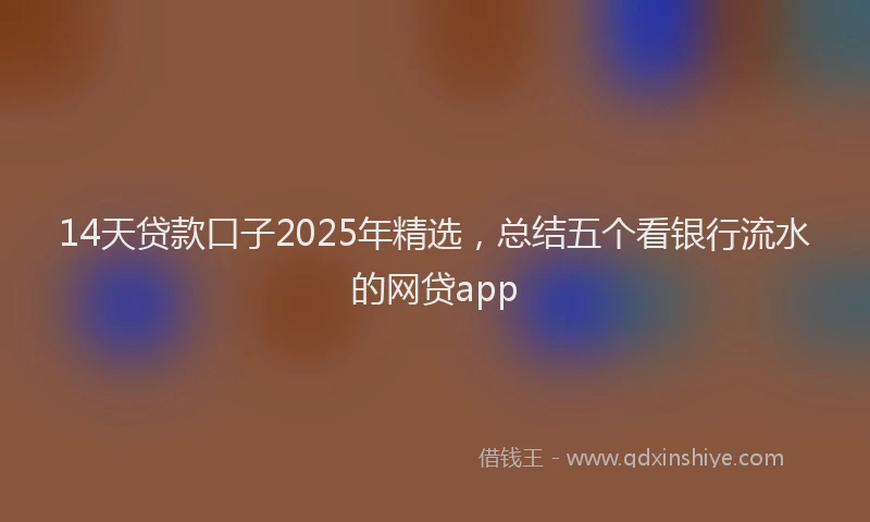 14天贷款口子2025年精选，总结五个看银行流水的网贷app