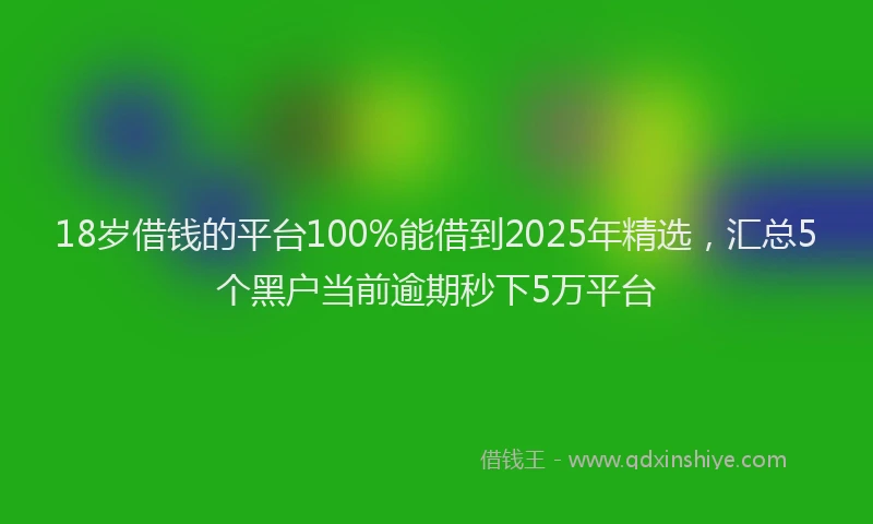 18岁借钱的平台100%能借到2025年精选，汇总5个黑户当前逾期秒下5万平台