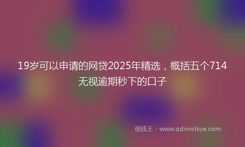 19岁可以申请的网贷2025年精选，概括五个714无视逾期秒下的口子