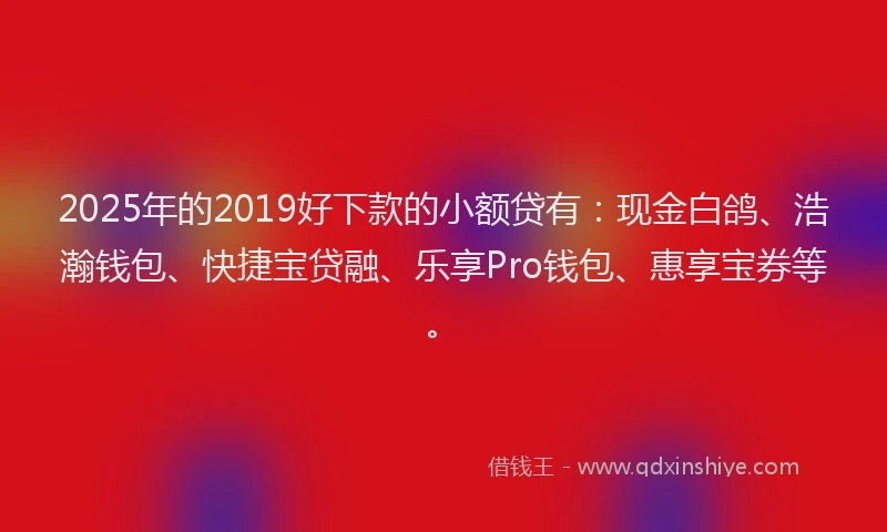 2025年的2019好下款的小额贷有：现金白鸽、浩瀚钱包、快捷宝贷融、乐享Pro钱包、惠享宝券等。