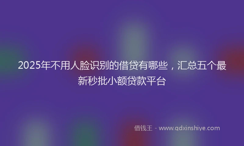 2025年不用人脸识别的借贷有哪些，汇总五个最新秒批小额贷款平台