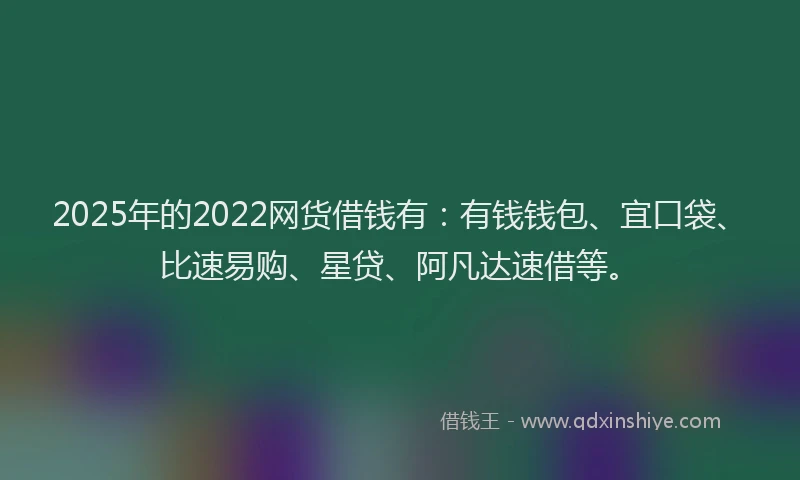 2025年的2022网货借钱有：有钱钱包、宜口袋、比速易购、星贷、阿凡达速借等。