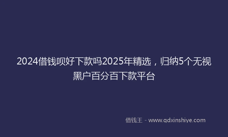 2024借钱呗好下款吗2025年精选，归纳5个无视黑户百分百下款平台