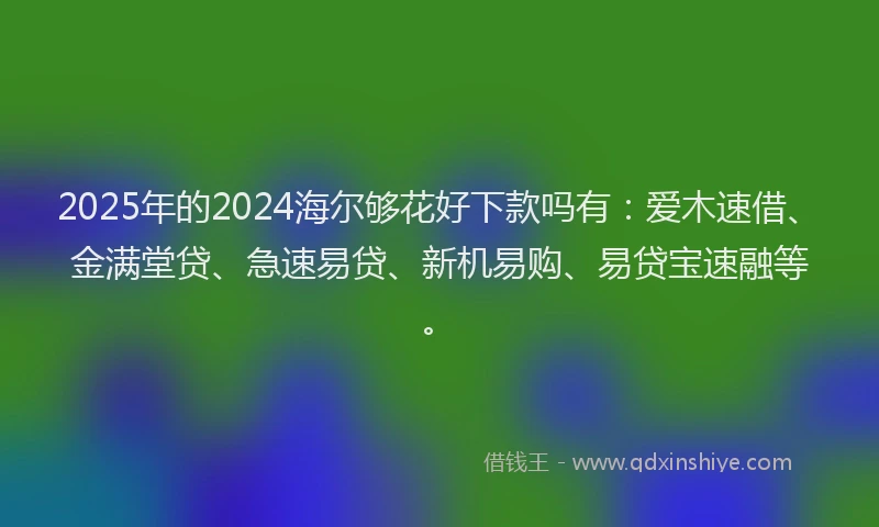 2025年的2024海尔够花好下款吗有：爱木速借、金满堂贷、急速易贷、新机易购、易贷宝速融等。