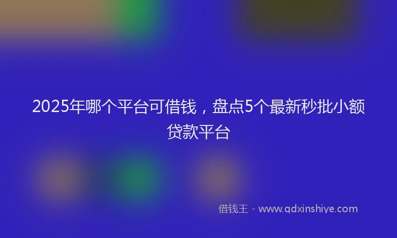 2025年哪个平台可借钱，盘点5个最新秒批小额贷款平台