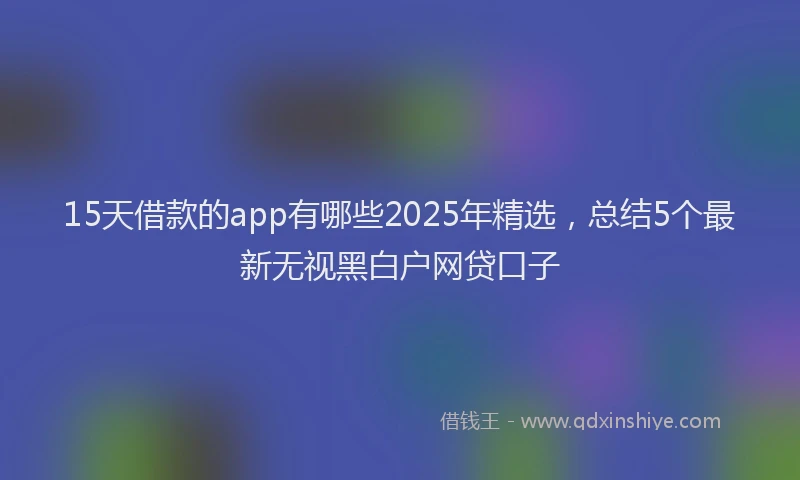 15天借款的app有哪些2025年精选，总结5个最新无视黑白户网贷口子