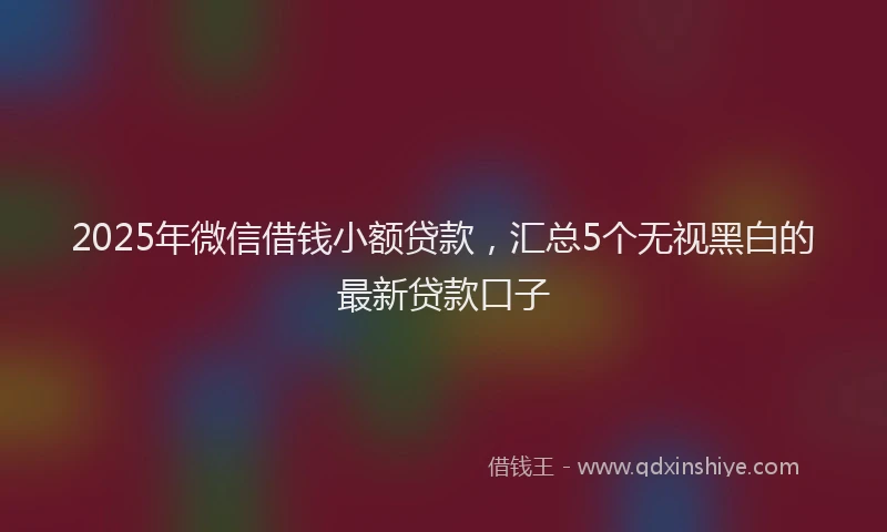 2025年微信借钱小额贷款，汇总5个无视黑白的最新贷款口子