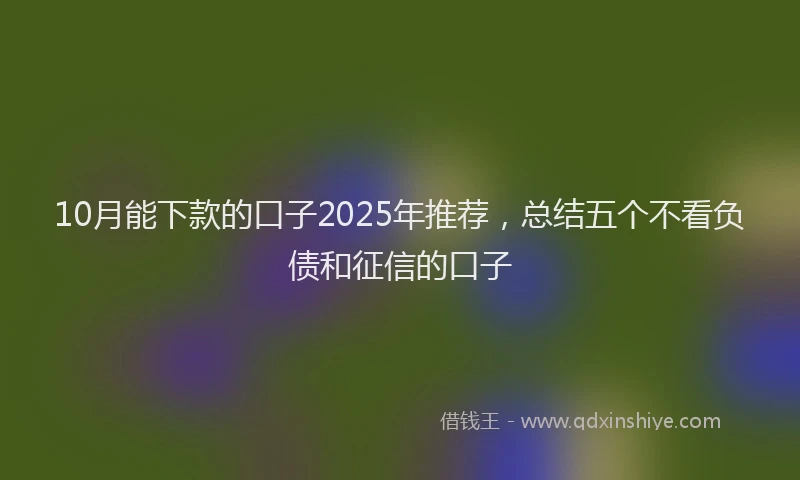 10月能下款的口子2025年推荐，总结五个不看负债和征信的口子