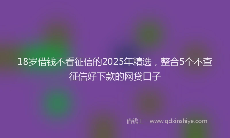18岁借钱不看征信的2025年精选，整合5个不查征信好下款的网贷口子
