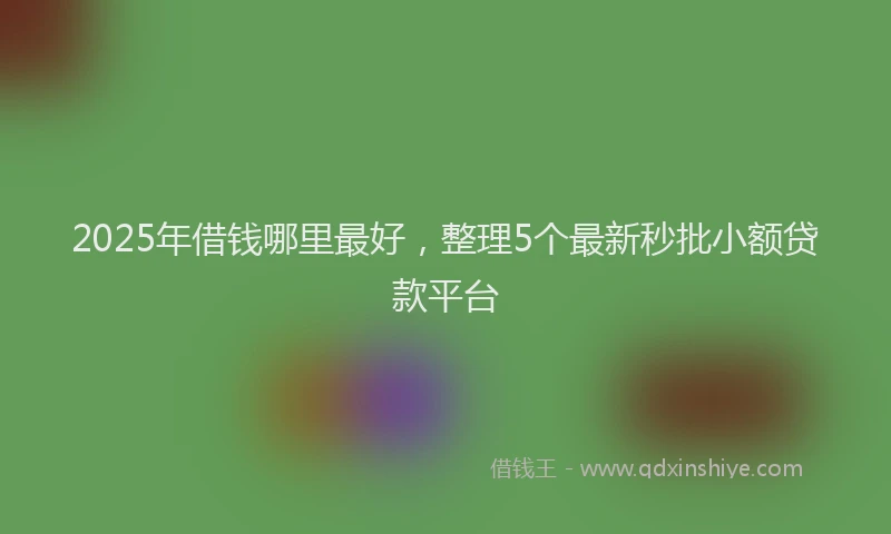 2025年借钱哪里最好，整理5个最新秒批小额贷款平台