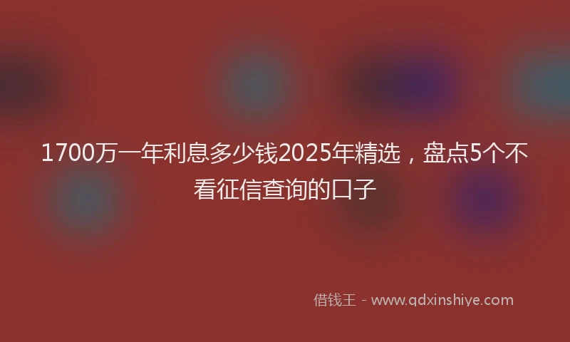 1700万一年利息多少钱2025年精选，盘点5个不看征信查询的口子