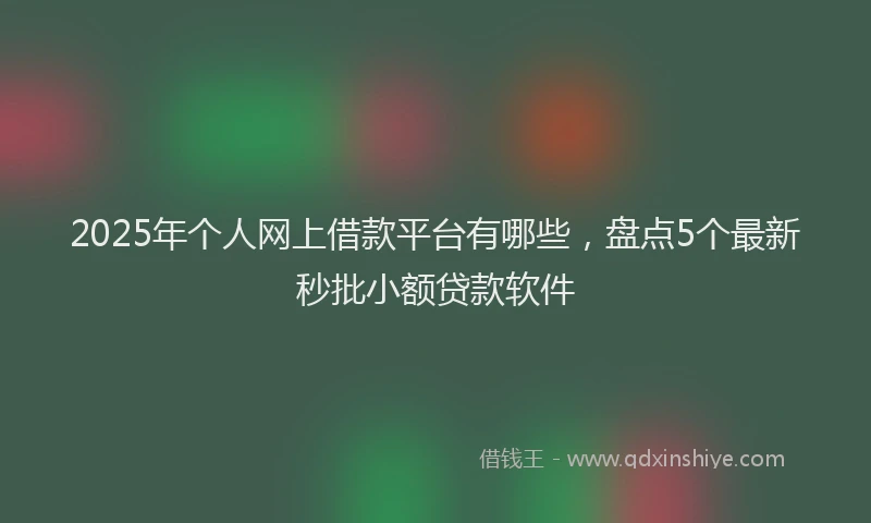2025年个人网上借款平台有哪些，盘点5个最新秒批小额贷款软件